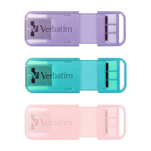Verbatim Pop Up USB 20 Triple Pack 32GB Assorted Pastel Colours