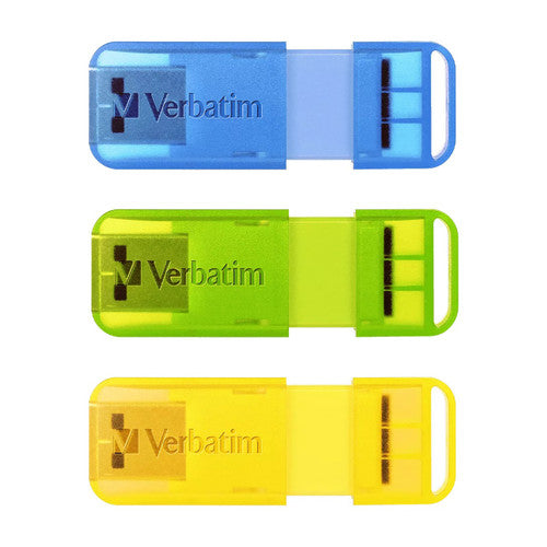 Verbatim Pop Up USB 2.0 Triple Pack 32GB Assorted Bright Colours