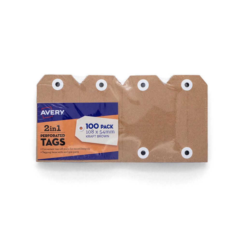 Avery Kraft Brown 2in1 Perforated Tag 54x108mm 100 Pack – view 2