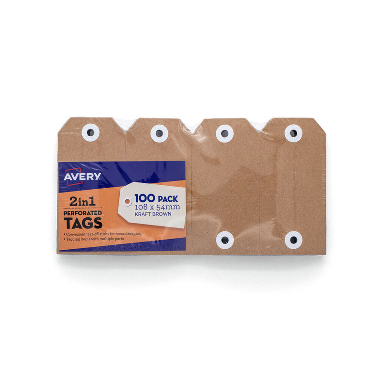 Avery Kraft Brown 2in1 Perforated Tag 54x108mm 100 Pack – view 2