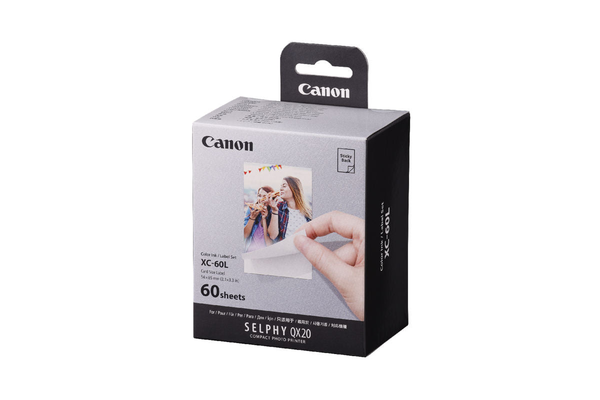 Canon XC-60L colour ink and label set, 60 card-size sheets for SELPHY QX20