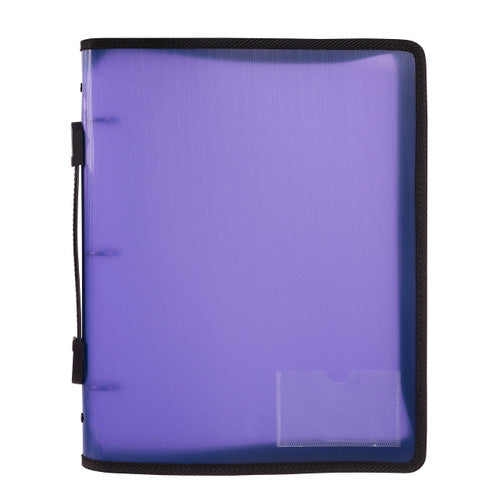 Marbig Zipper Binder with Handle 25mm 3O Ring Purple Pack of 10