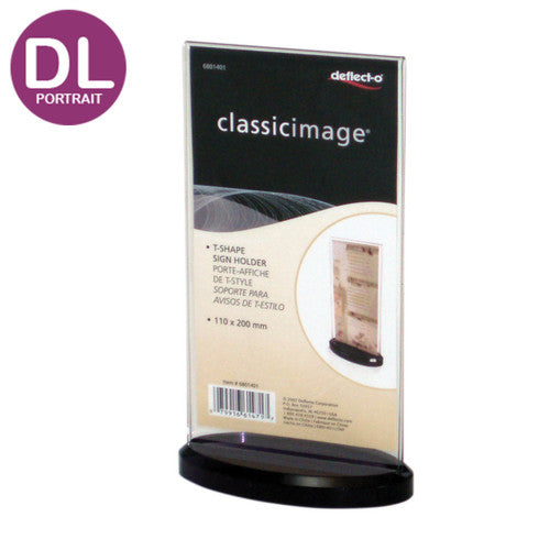 Deflecto Double Sided Oval Base Sign Holder DL Portrait