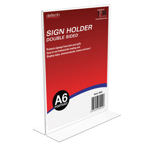 Deflecto Double Sided T-Shape Sign Holder A6 Portrait