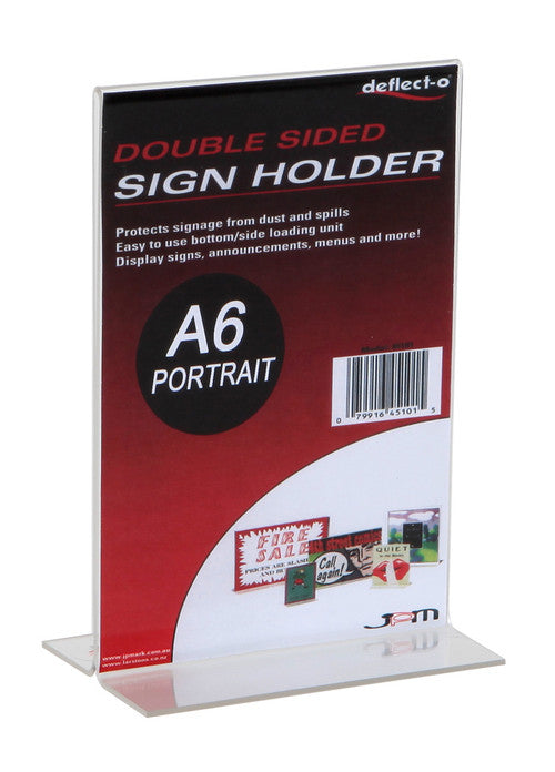 Deflecto Double Sided T-Shape Sign Holder A6 Portrait