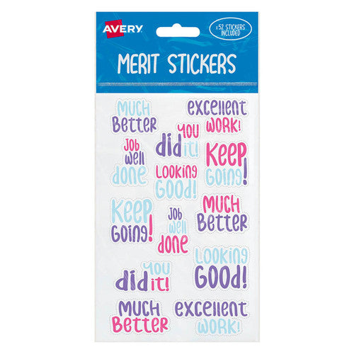Avery Merit Stickers Samble Assorted Shapes 52 Pack