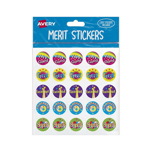 Avery Merit Stickers Caption 1 Round 300 Pack