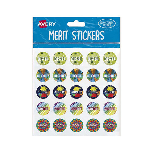 Avery Merit Stickers Caption 3 Round 300 Pack