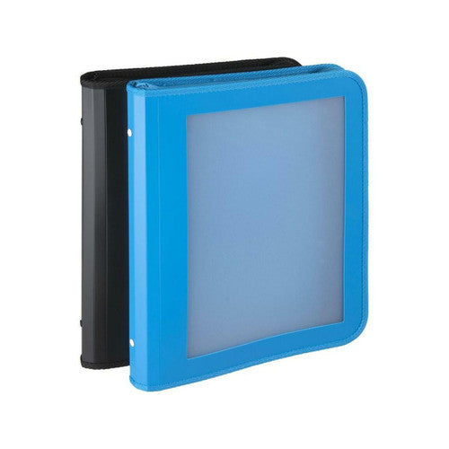 Marbig Professional Zipper Binder 25mm 2D with Insert Cover Black Blue Assorted Box of 10