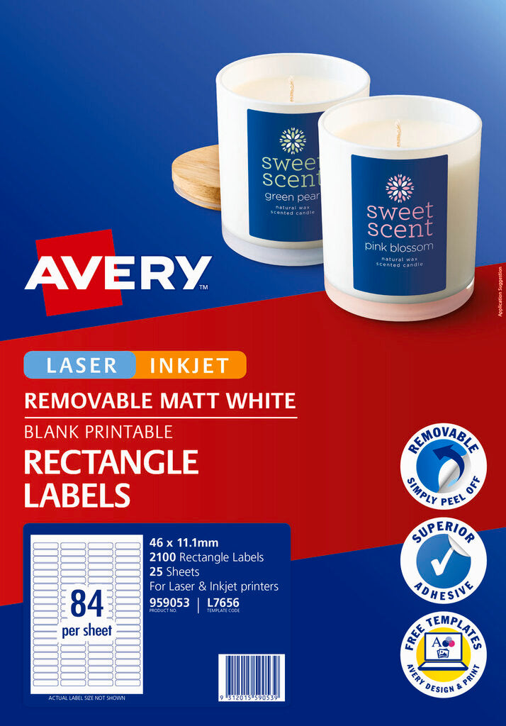 Avery White Removable 35mm Slide or Small Item Labels L7656 2100 Pack 46 x 11.11mm 84UP – view 2