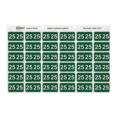 Avery 25 Side Tab Year Code Label 25x38mm 180 Pack