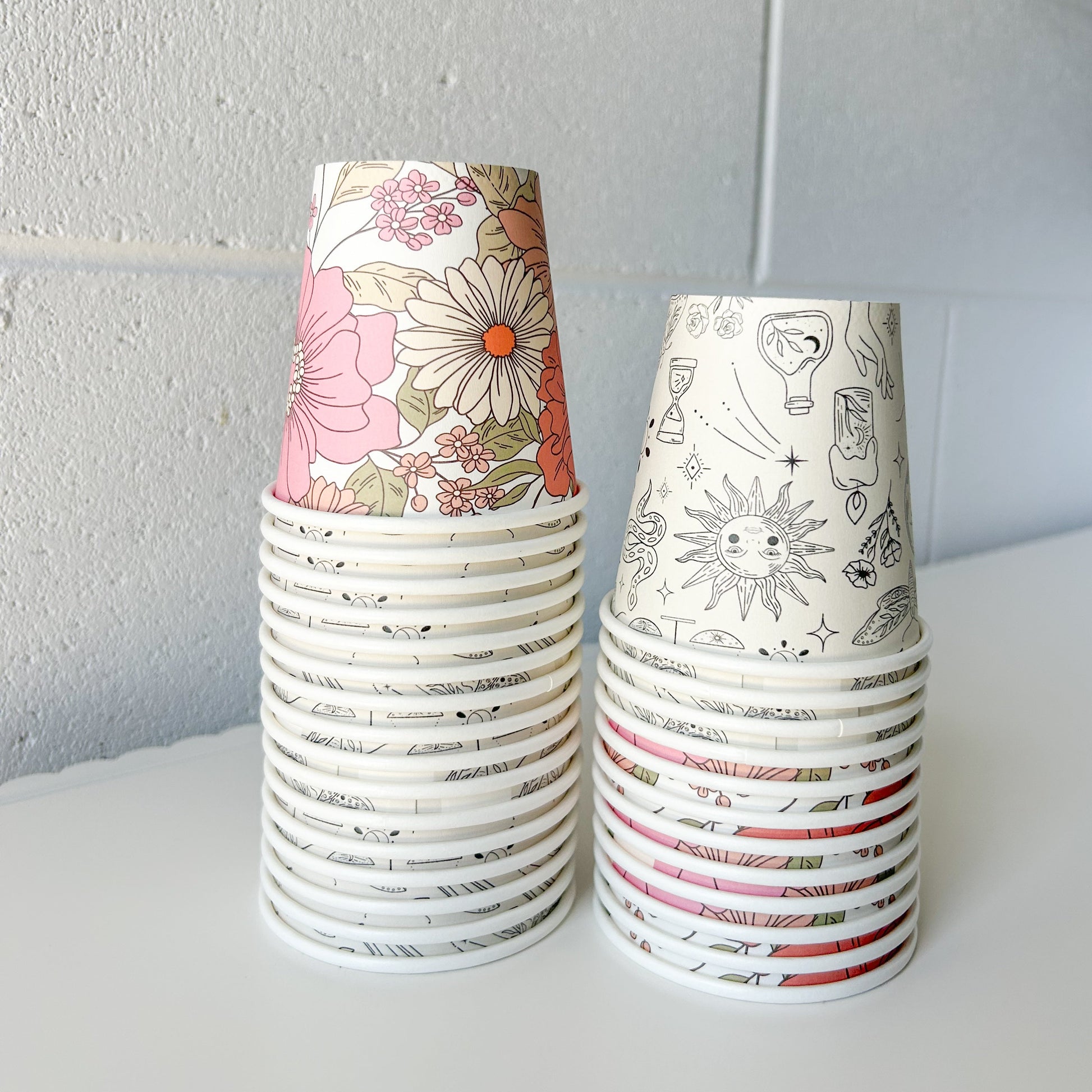 Creative Cafe Co 6oz Stars & Floral home compostable takeaway coffee cup 80mm