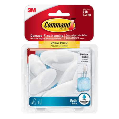 Command Bath Hooks Medium 6 Pack
