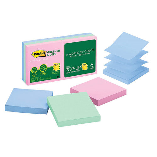 Post-it Greener Pop-up Notes Helsinki 76 x 76mm 100 Sheets Pack of 6 R330-RP-6AP