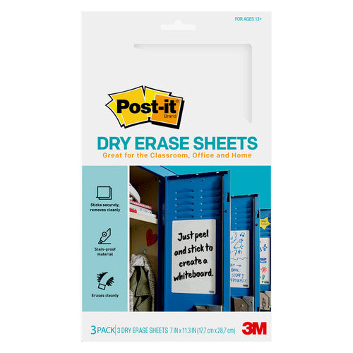 Post-it Dry Erase Sheets 177 x 288mm Pack of 3 DEFSHEETS-3PK
