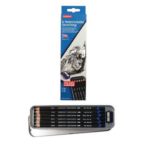 Derwent Watersoluble Sketching Pencil Tin of 6 Box of 6