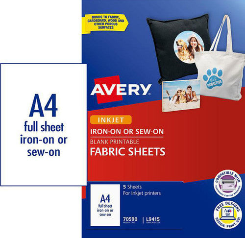 Avery Printable Fabric Sheets L9415 210x294mm 5 Pack