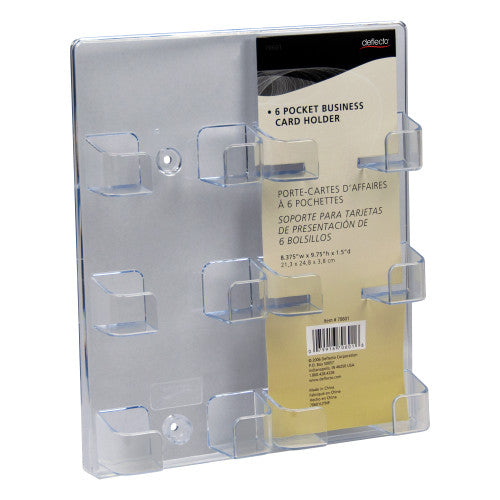 Deflecto Wall Mount Business Card Holder 6 Pocket Landscape Clear