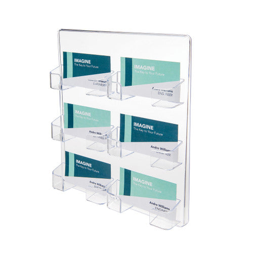 Deflecto Wall Mount Business Card Holder 6 Pocket Landscape Clear