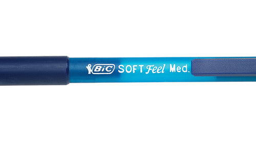 BIC 91433 SoftFeel Retractable Ballpoint Pen Medium Blue Box of 12