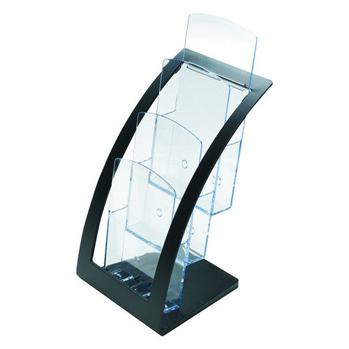 Deflecto 3 Pocket 3 Tier Curved Brochure Holder DL Black Clear