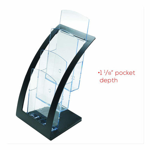 Deflecto 3 Pocket 3 Tier Curved Brochure Holder DL Black Clear
