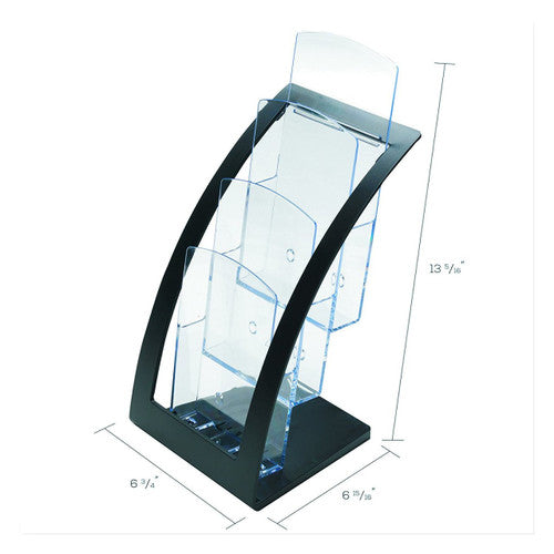 Deflecto 3 Pocket 3 Tier Curved Brochure Holder DL Black Clear
