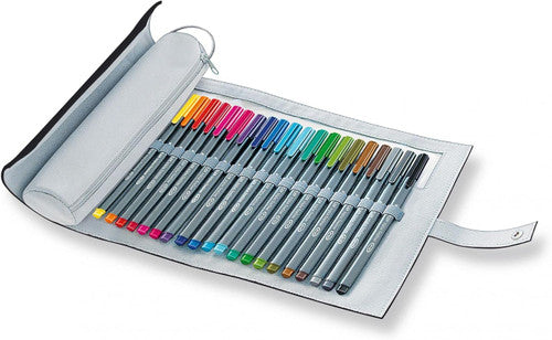 Staedtler Triplus Finelinter Black Roll-Up Pencil Cases With 20 Markers