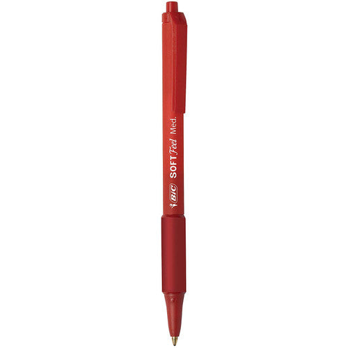 BIC 91437 SoftFeel Retractable Ballpoint Pen Medium Red Box of 12
