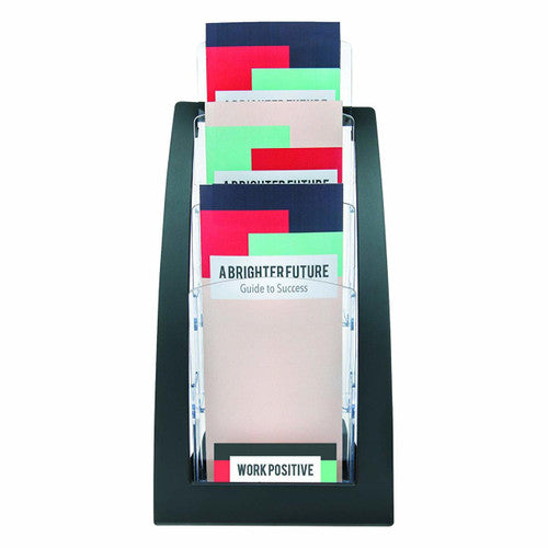 Deflecto 3 Pocket 3 Tier Curved Brochure Holder DL Black Clear