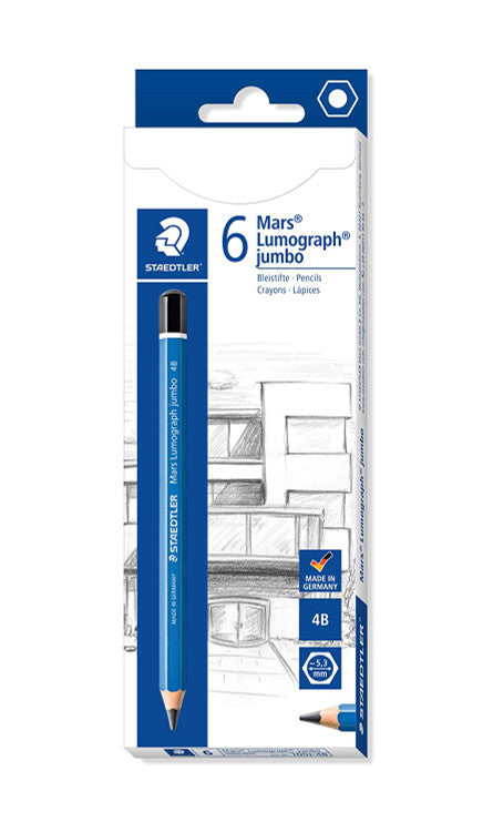 Staedtler 100J-4B Mars Lumograph Jumbo 4B Pencils Box of 6