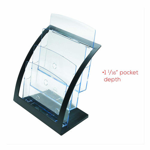 Deflecto 3 Pocket 3 Tier Curved Brochure Holder A4 Black Clear