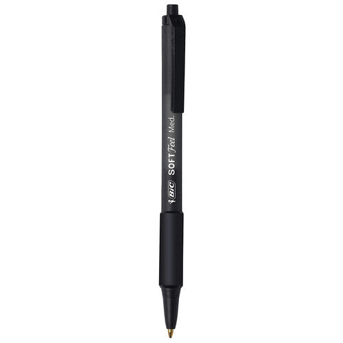 BIC 91435 SoftFeel Retractable Ballpoint Pen Medium Black Box of 12