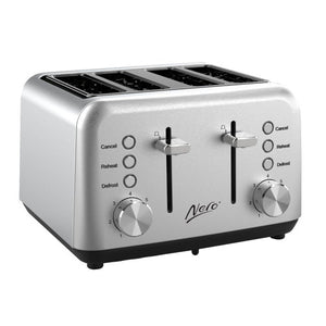Nero 4 Slice Classic Style Toaster Stainless Steel