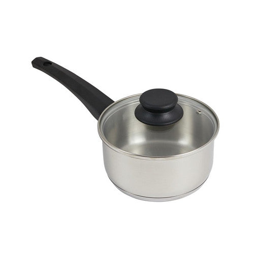 Weatherdon Connoisseur Saucepan 16cm Stainless Steel with Glass Lid