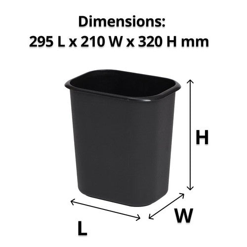Compass Rectangular Waste Bin Black 14L