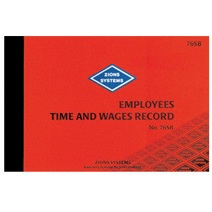 Zions Employees Time and Wages Record Book