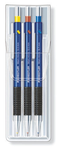 Staedtler Mars Micro Mechanical Pencil Wallet of 3 Assorted Colours and Line Widths 775 SC WP3