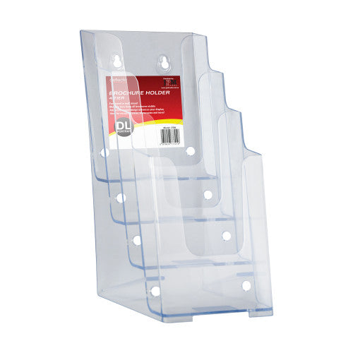 Deflecto 4 Pocket 4 Tier Brochure Holder DL Clear