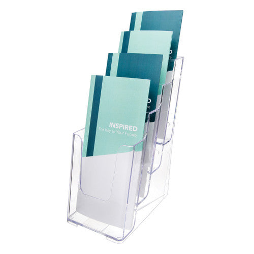 Deflecto 4 Pocket 4 Tier Brochure Holder DL Clear