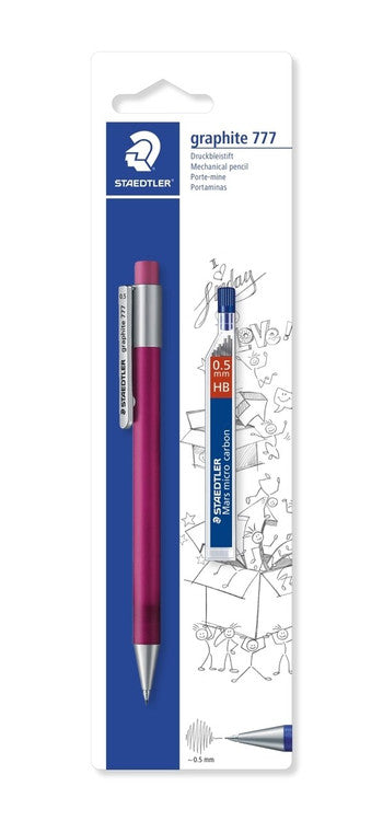 Staedtler 7775SBK25D Graphite 777 Mechanical Pencil 0.5mm + Tube of 12 HB Mars Micro Carbon Leads Blistercard 10