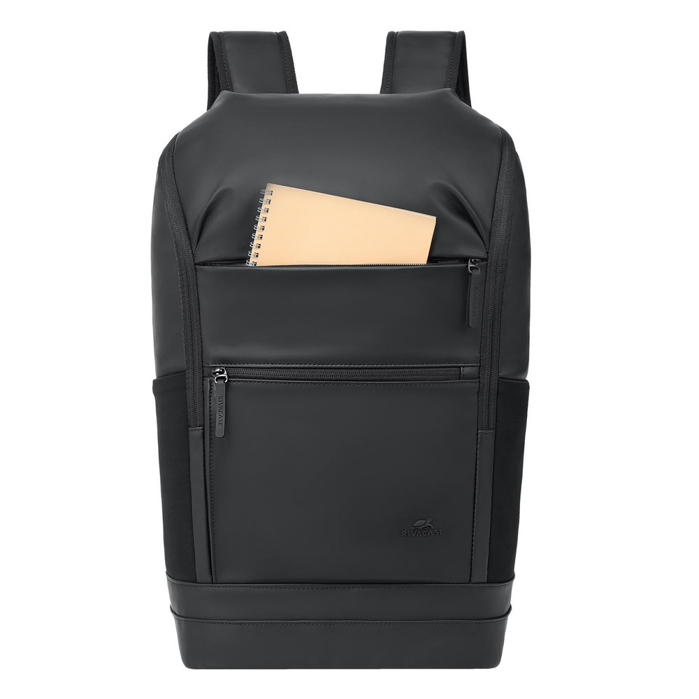 Rivacase 7856 Eden ECO Urban Backpack 20L Black - rear showing breathable back panel and padded shoulder straps