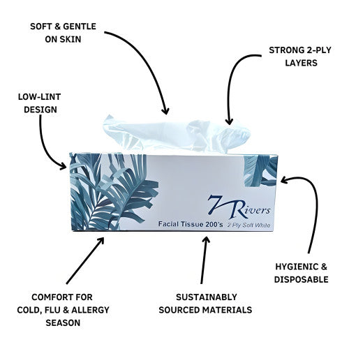 7 Rivers 2 Ply Facial Tissue 200's 36/Ctn