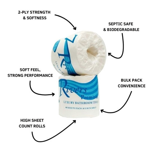 7 Rivers 2 Ply Toilet Tissue Individual Wrap 400 Sheets 48 Rolls/Ctn