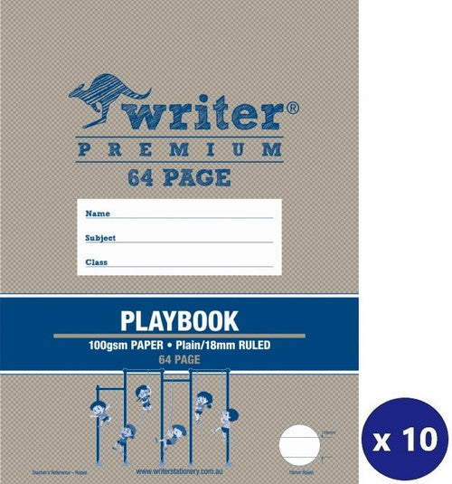Writer Premium Playbook 330x240mm 64 Page Plain Plus 18mm Solid Ruled Pack 10 — front cover