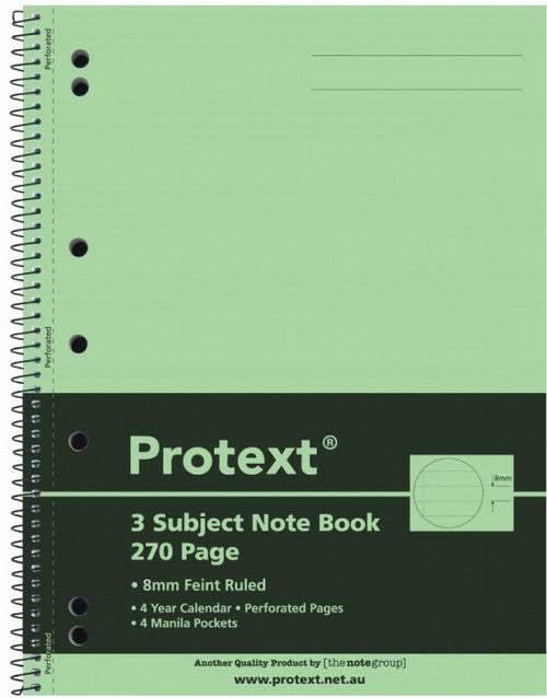 Protext 3 Subject Notebook 295 x 223mm PP 270 Page Ruled Assorted Pack of 5
