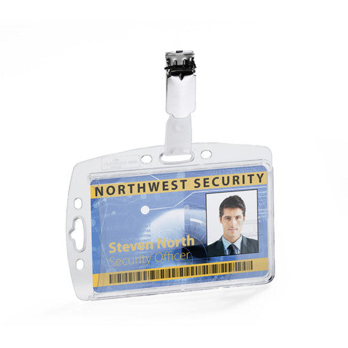 ID Security Pass Holder Acrylic with Rotating Clip Clear Box 25