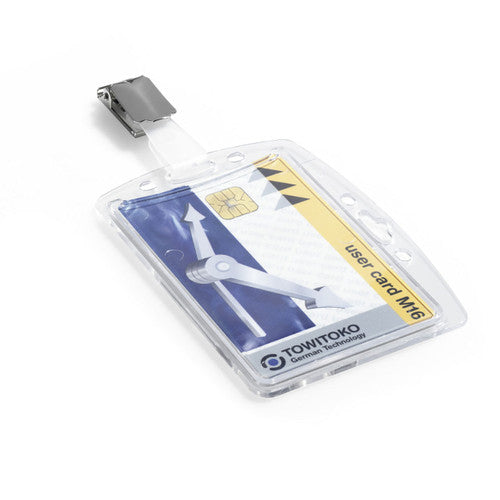 ID Security Pass Holder Acrylic with Rotating Clip Clear Box 25