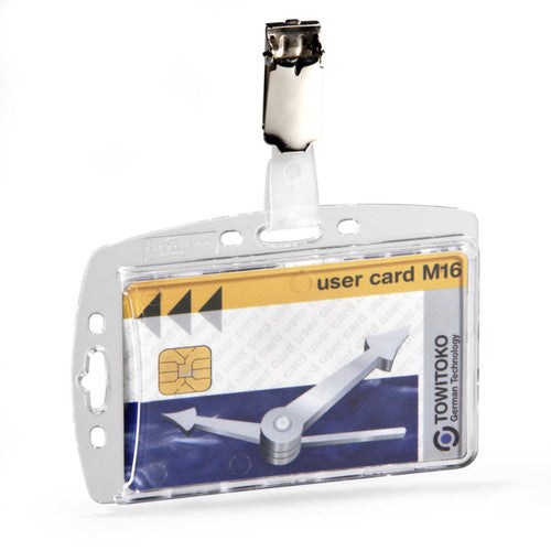 ID Security Pass Holder Acrylic with Rotating Clip Clear Box 25