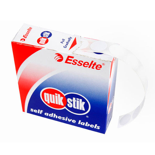 QuikStik Removable Adhesive Label Dispenser Circle 14mm White Pack of 1200